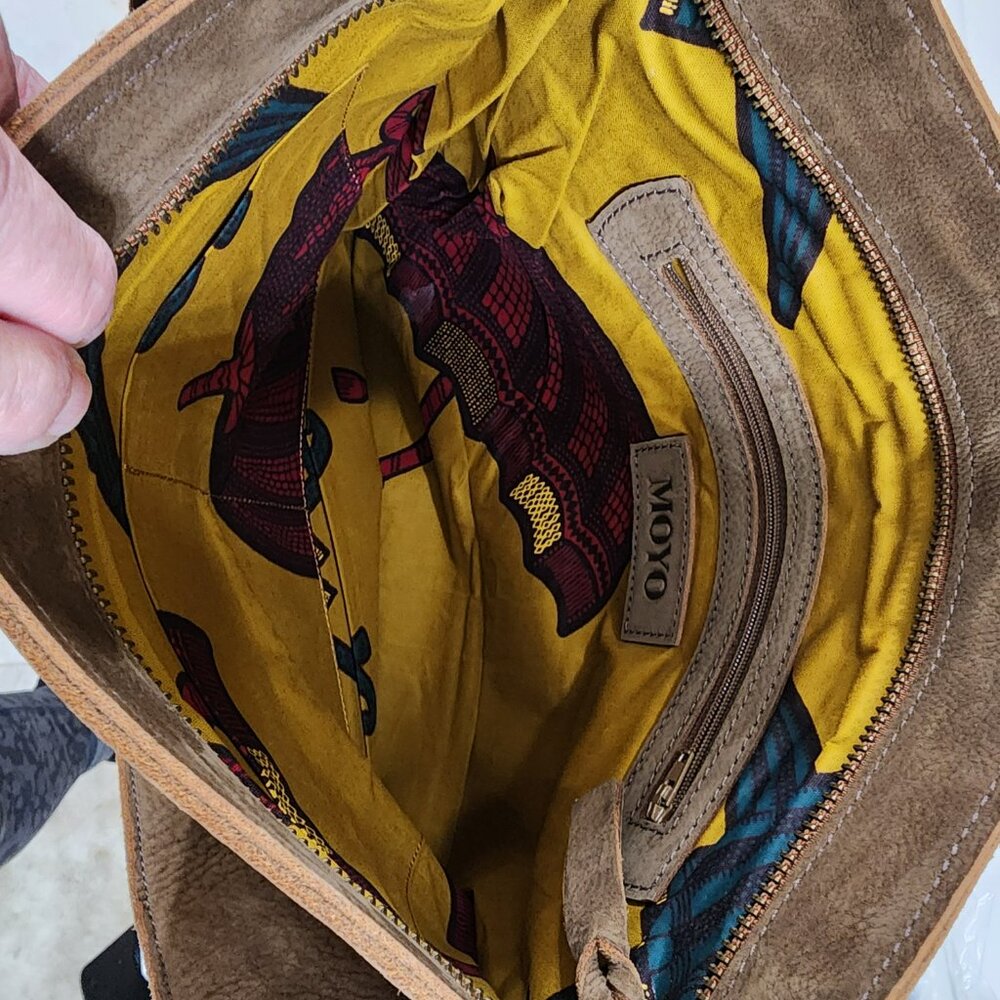 Brown Suede Shoulder Bag from Kenyan Sustainable Brand MOYO - Picture 3 of 6